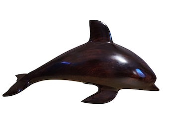 Vintage Hand-Carved Wooden Dolphin Statue Figurine Ironwood Porpoise