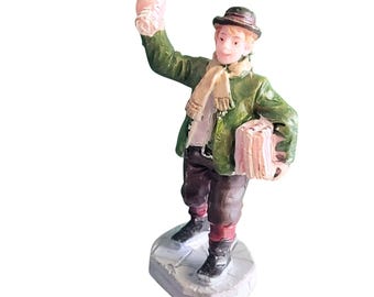 Vintage Lemax Christmas Village Victorian Town Figurine Newspaper Paper Boy