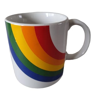 Vintage 1986 Ceramic Rainbow 10 oz Coffee Mug by FTDA Made In Korea Pride