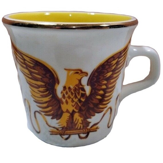 Golden Eagle Coffee Mug Tea Cup Gold Rim 6 Oz Yellow Taylor Etsy