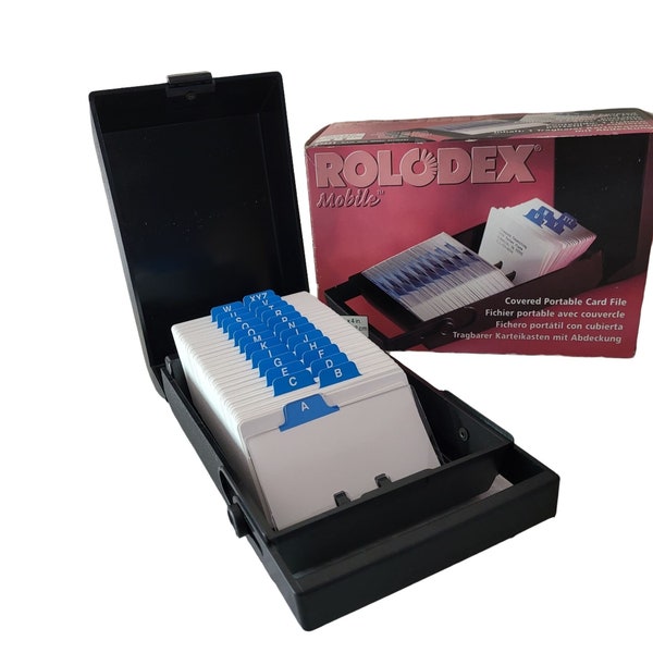 Vintage Rolodex RC 24 Travel Covered Card File Deckel Rauch A-Z Blanko Karten 67451