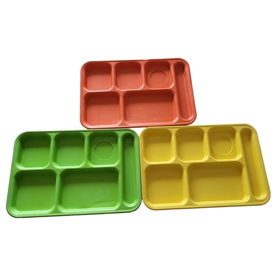 Cambro 1014R 6 Compartment Cafeteria Tray Camping Picnic Lunch Vintage Set  of 3 