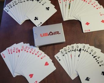 Vintage USAir Playing Cards With Box Aviation Collectible Complete