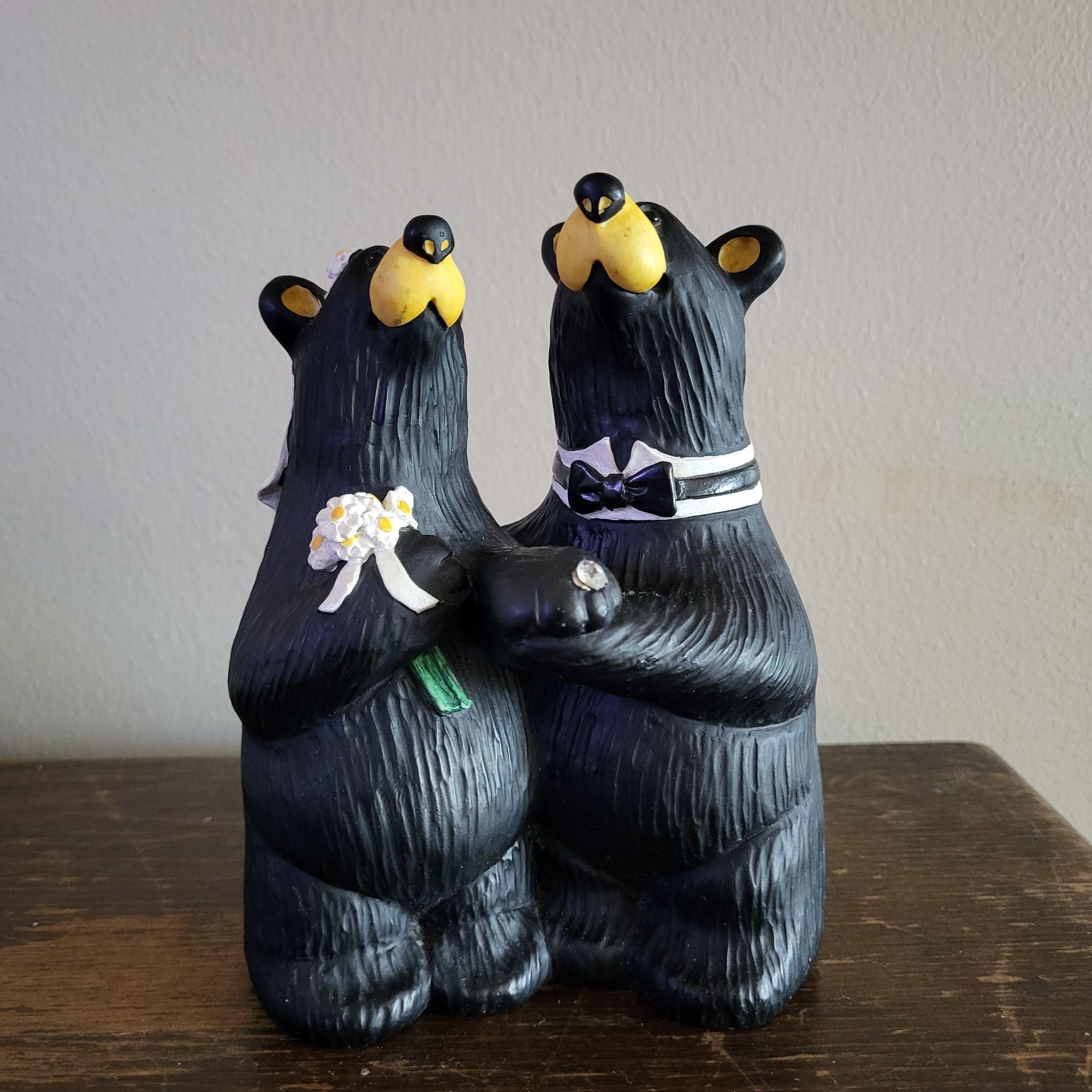 ジェフ・フレミング ビッグスカイ 手彫り木製クマ像彫刻 アンティーク 希少 Big Sky Carvers Big Sky Bears by Jeff Fleming Black Bear