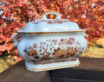 Vintage Porcelain Tureen With Lid & Ladle Floral Vicki Japan MCM Thanksgiving