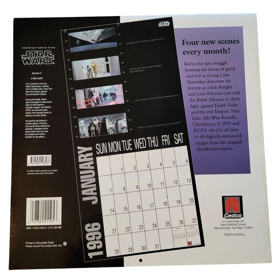 Star Wars 1996 Calendar With 48 Digitally-enhanced Images From the