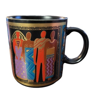 Vintage Laurel Burch Tribal Spirit Coffee Mug Tea Cup Bright People 14 oz