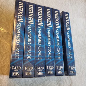 Maxell T-120 VHS Blank Video Tapes 6-Pack Standard 4-6 Hours Recording Sealed