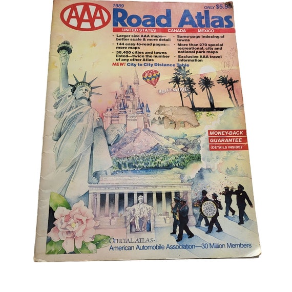 大型1982年　ロードアトラス　アメリカとカナダの道路地図 ヴィンテージ AAA アメリカ自動車道路地図帳 1989年 アメリカ カナダ