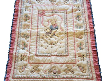 Couette pour bébé faite main à suspendre, cheval à bascule, ours en peluche, couverture pour lit de bébé, volants