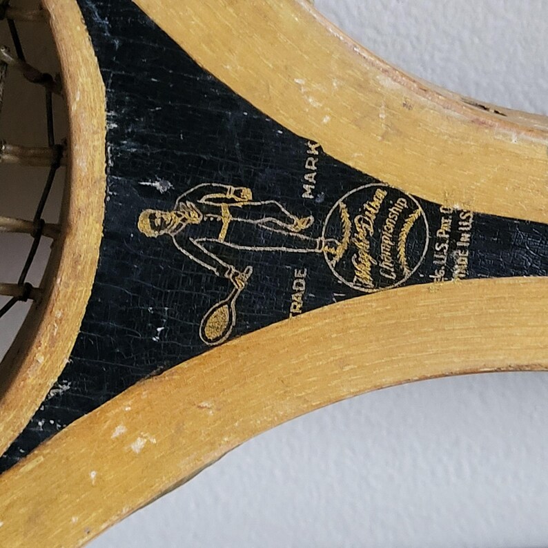 Antique 1900's Tennis Racket Wood Frame Worn Strings Champion Wright ...