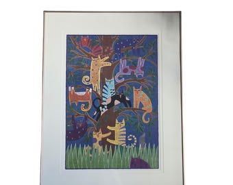 Poster vintage incorniciato con stampa di gatto "Don't Grow On Trees" di Nancy Coffelt, 32" x 24"