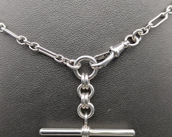 Sterling Silver T-Bar, 4.0 mm wide Trombone Long Short Necklace, New, Never Used