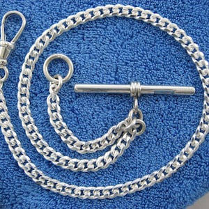 18.8 Grams, New Sterling Silver Vintage Art Deco Style Albert Pocket Watch Chain