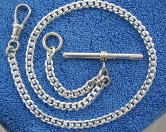20.3 Grams, New Sterling Silver Vintage Art Deco Style Albert Pocket Watch Chain