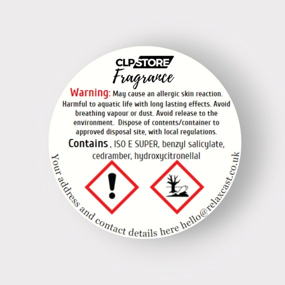 Transparent Wax Melt combined CLP/Safety advice labels – Speedy CLP Ltd