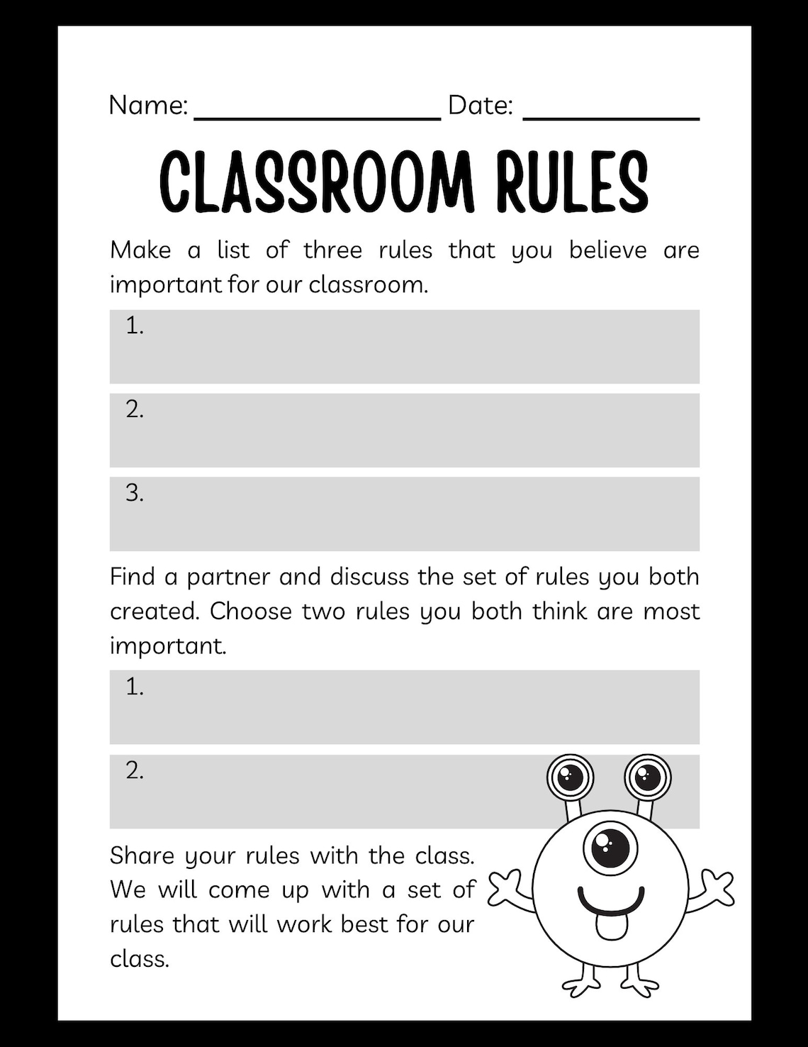 classroom-rules-worksheet-school-worksheet-class-handout-cute-alien
