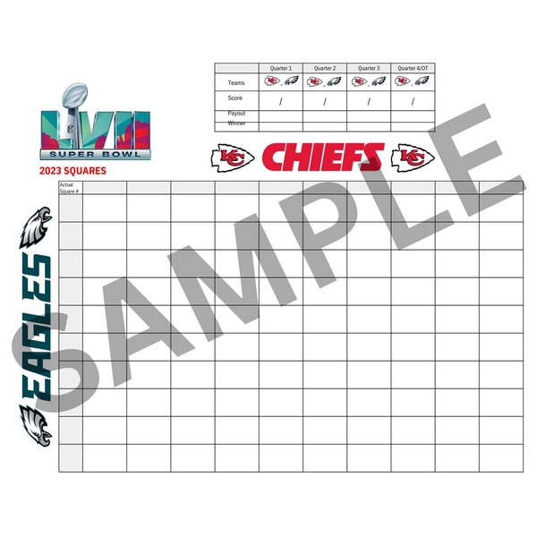 Super Bowl Squares 2023 Etsy