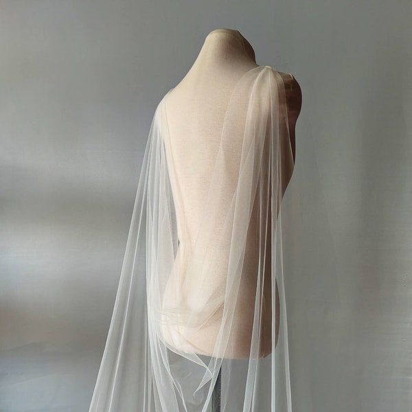 Bespoke bridal cape veil • Fairytale wedding accessory • Soft draped tulle wedding cape • Modern & romantic veil alternative • Custom length