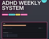 ADHD Weekly Planner Spreadsheet Dark Mode | Brain Dump Habit Tracker Time Block Dopamine Menu | Google Sheets Excel | ADHD Tools