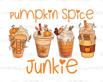 Pumpkin Spice Junkie, Sublimation, PNG, Digital Download, Coffee, Latte