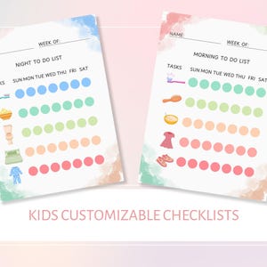 Children&#39;s To Do List with Images | Kid&#39;s Checklist | To Do | Get Ready Checklist | Printable PDFs | Customized