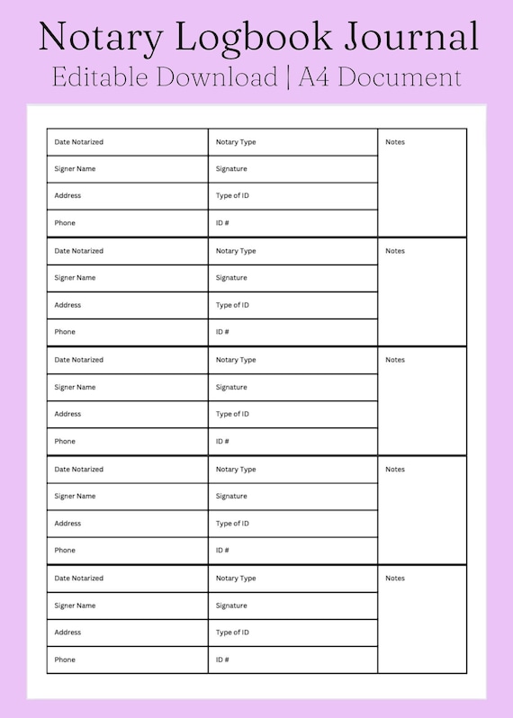 EASY!! Notary Logbook Journal | Notary Documents | Notary