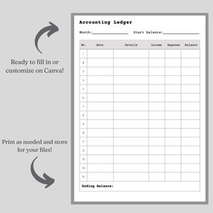 Ready to Print Accounting Ledger Simple Accounting Expense Sheet