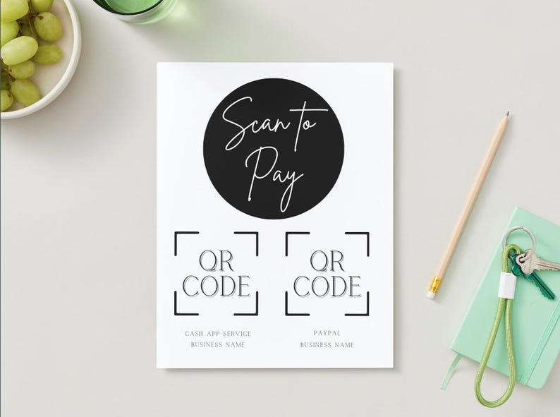 Customizable Scan to Pay Sign: QR Code Template | Digital Download - Etsy