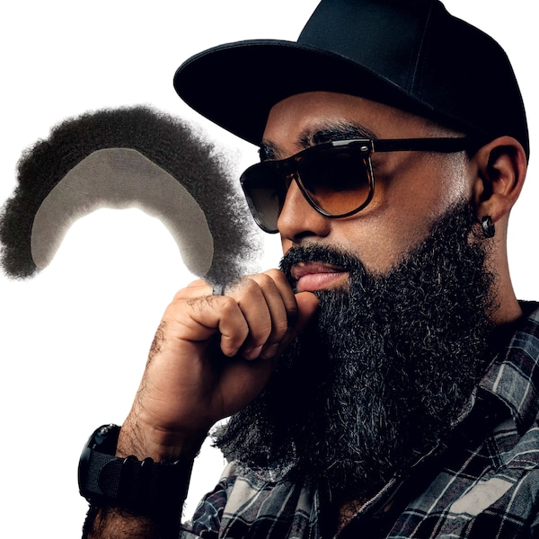 Men's Beard 100% Human Hair Undetectable Invisible Lace 1b Black