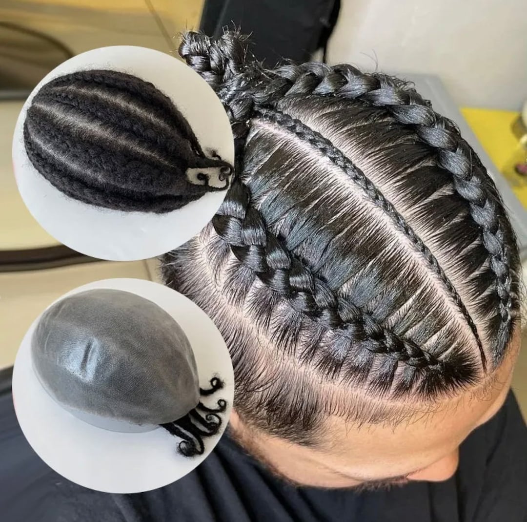 Buy Man Bun Toupee 8x10 Corn Rows or Sexy Sleek Bun 1b Black Full Volume  100% Human Hair Online in India