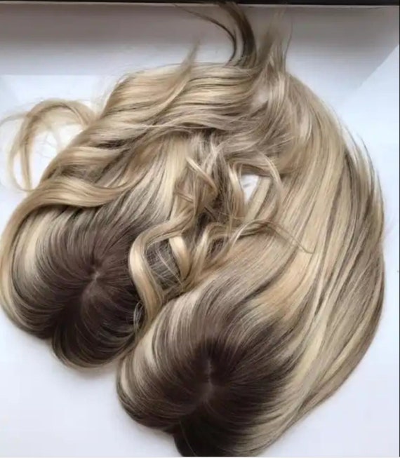 Honey Blonde Ombre Highlight 6x7 Topper Silk Base Luxury  display picture 1