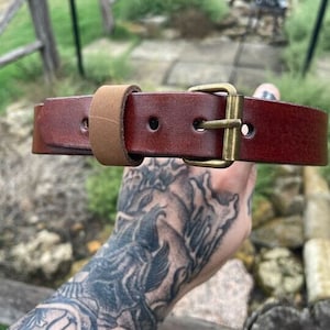 CUSTOMIZABLE - Brown/Black Leather Collar bild 4