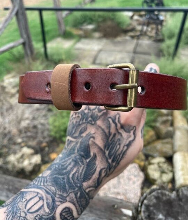 CUSTOMIZABLE - Brown/Black Leather Collar bild 4