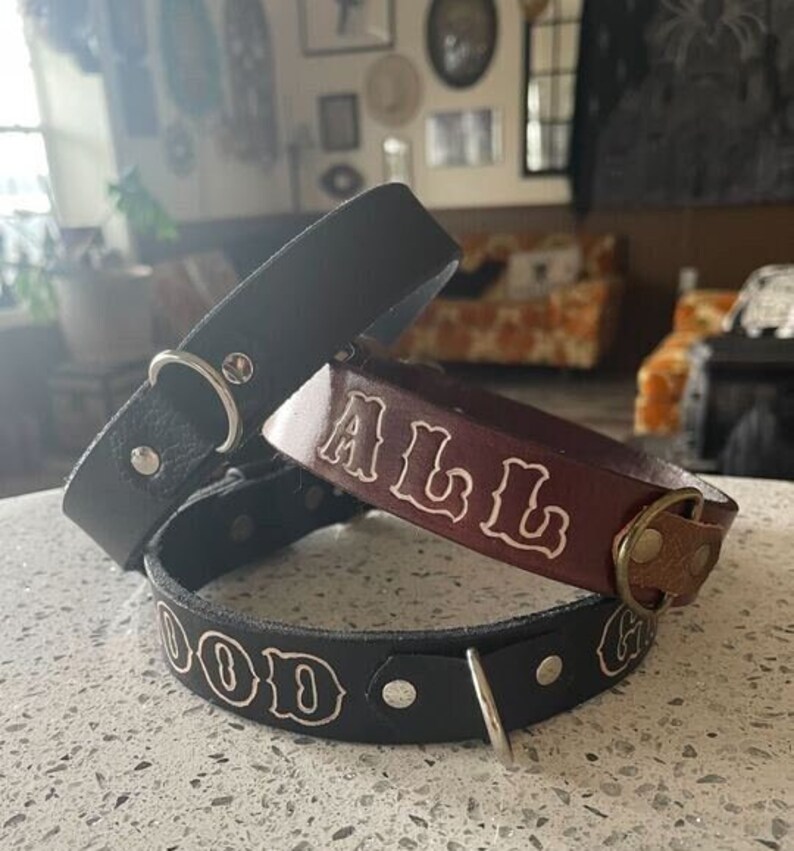 CUSTOMIZABLE - Brown/Black Leather Collar bild 6