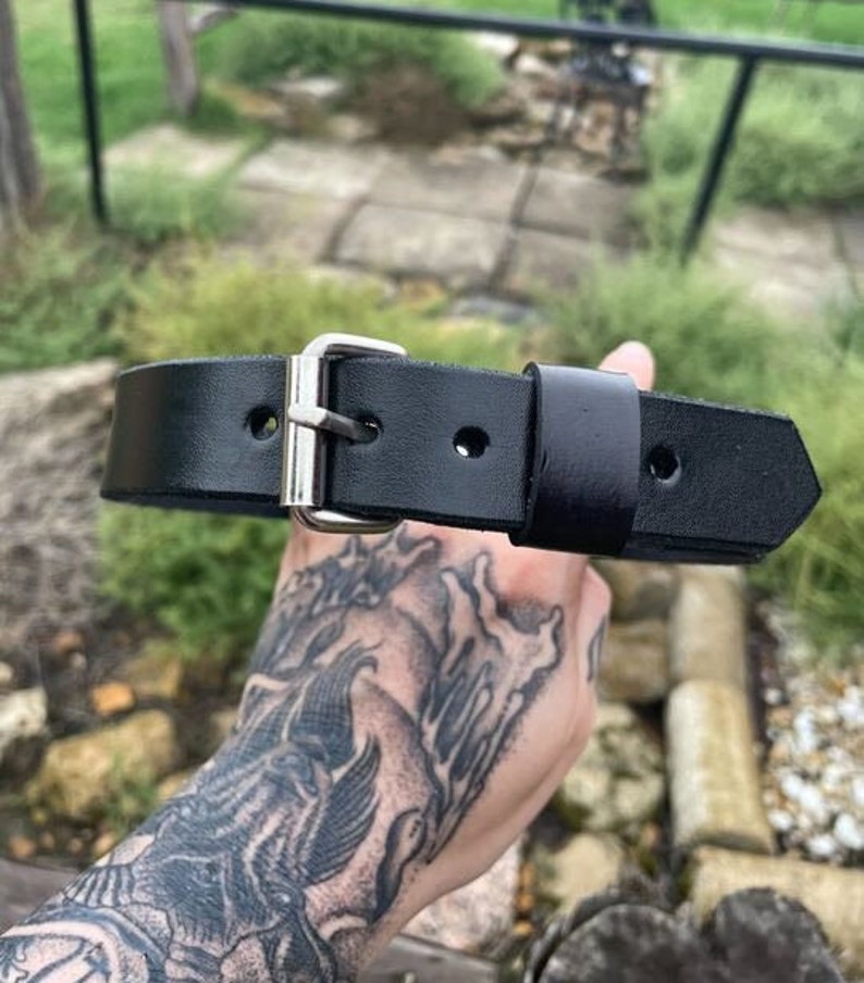 CUSTOMIZABLE - Brown/Black Leather Collar bild 2