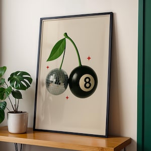 Disco Art Print Wall Art, Trendy Wall Art, Trendy Art, funky disco, 8ball Wall Art, Disco Ball Print, Retro Wall Art, Mirror, Digital Print