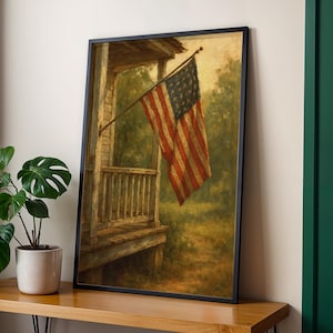 American Flag print, US Flag Wall Art, US Flag neutral poster, American Flag Decor, Vintage American Flag, Porch Wall Art, Digital Print