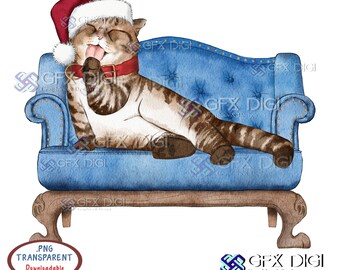 CHRISTMAS CAT Lover PNG - Digital Instant Downloadable Printable Clipart File for Mugs Tumblers Totes Sublimation & More