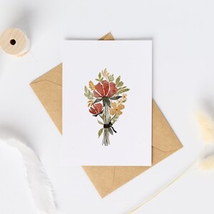 Tarjeta de felicitación, tarjeta de agradecimiento, descarga digital, tarjeta mínima, tarjeta de flores, tarjeta de ramo, tarjeta simple, tarjeta imprimible, impresión descargable.