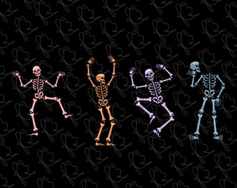 Colorido Dancing Skeleton PNG, descarga de diseño de sublimación de halloween