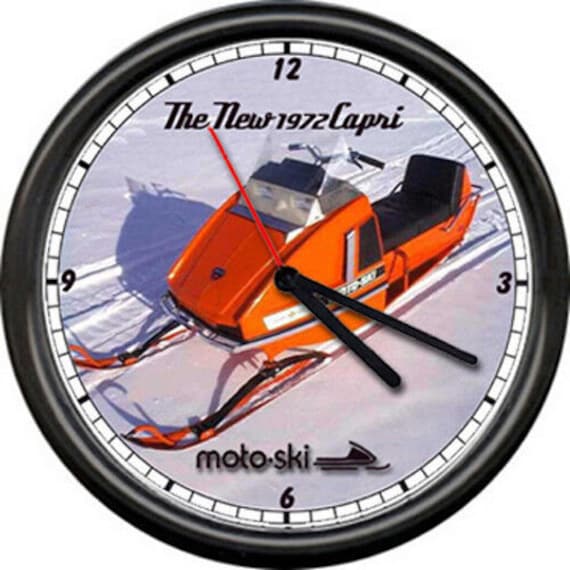 Moto Ski Capri 1972 Snowmobile Racing Retro Vintage Dealer Sign Wall Clock  
