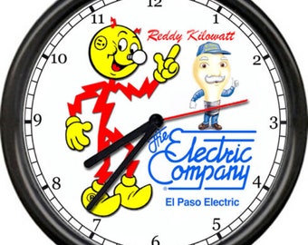 Reddy Kilowatt El Paso Texas TX Power Electric Electrician Tool Sign Wall Clock