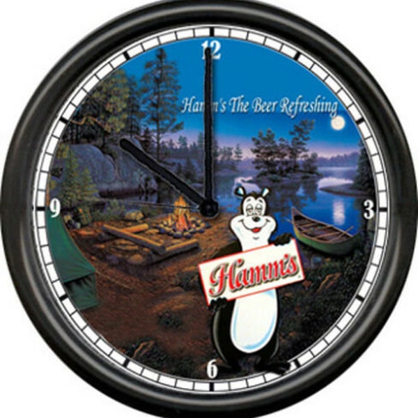 Hamm's Hamms Camping Beer Bear Bar Tavern Sign Wall Clock