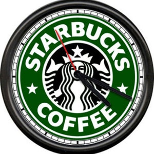 Starbucks Coffee Latte Espresso Shop Stand Drive Through Cafe Sign Wall Clock