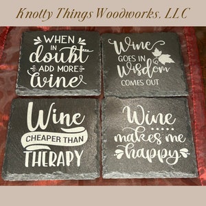 Funny Wine Slate Coaster Housewarming Gift Drink Coaster Laser Engraved Coaster Unique Home Decor
