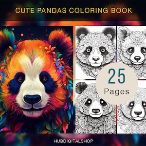 25 Panda Stress Relief Coloring Book For Adults | Ai Generated | Printable Coloring Book For Adults