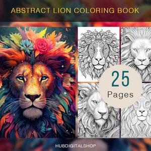 25 Lion Coloring Book | Ai Generated | Stress relief coloring book adults