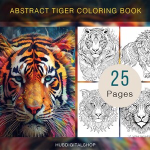 25 Tiger Stress Relief Coloring Book | Ai Generated | Stress relief coloring book for adults