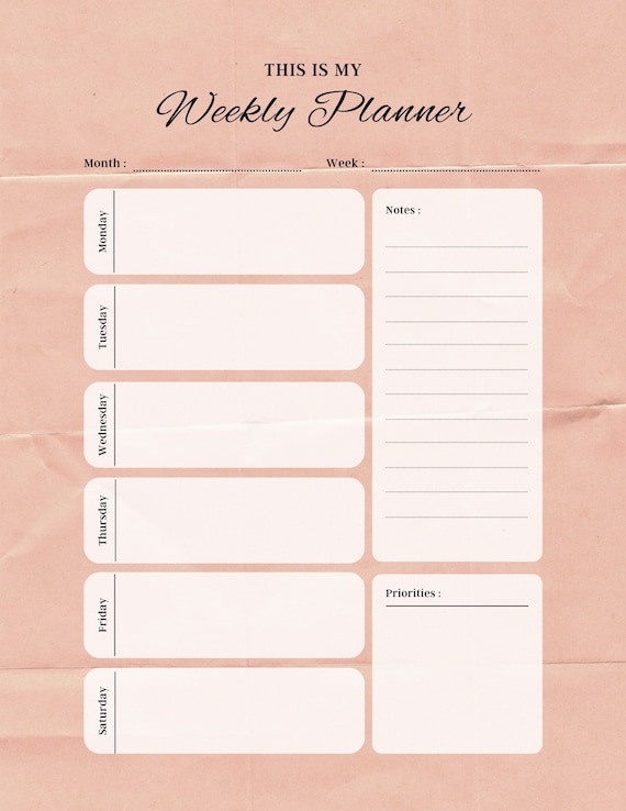 Weekly Planner With Notes Section
